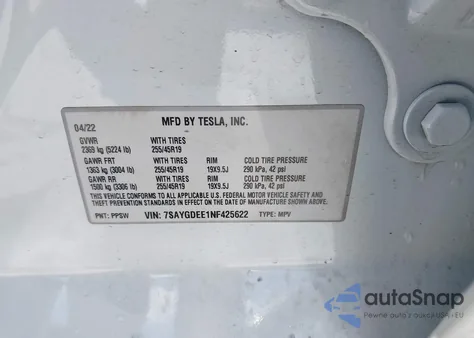 2022 Tesla Model Y Long Range Dual Motor All-Wheel Drive from USA, damaged, VIN 7SAYGDEE1NF425622